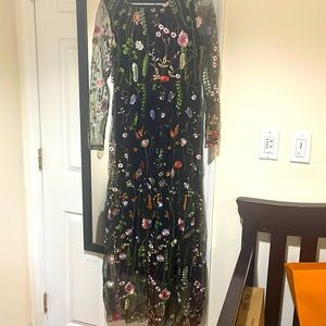 Maxi dress , floral, sheer sleeves